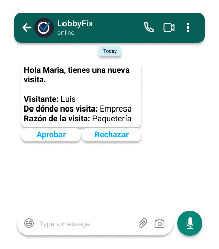NOTIFICACIONES POR WHATSAPP VISITAS LOBBYFIX